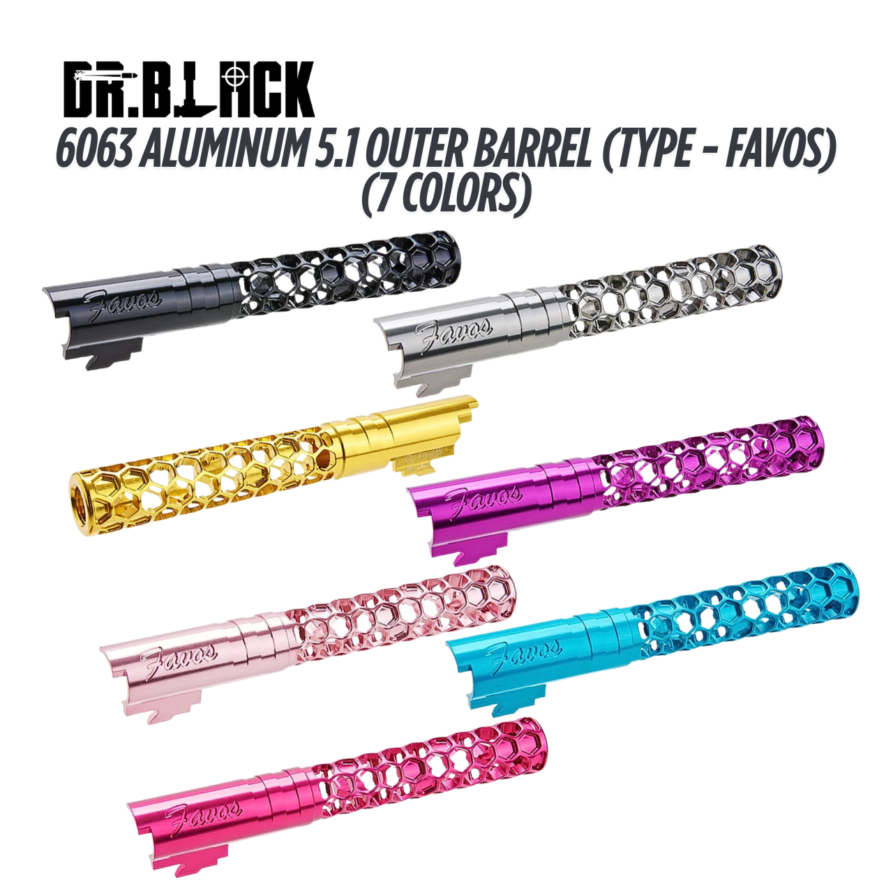 Dr. Black 6063 Aluminum 5.1 Outer Barrel (Type - Favos) (7 colors)