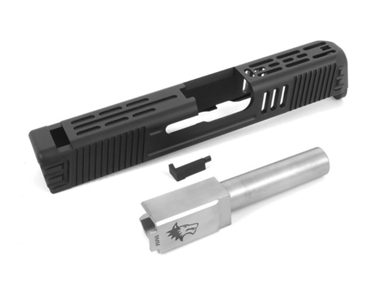 GunsModify Aluminum Slide with Stainless Silver Barrel Set for G26 LW Style