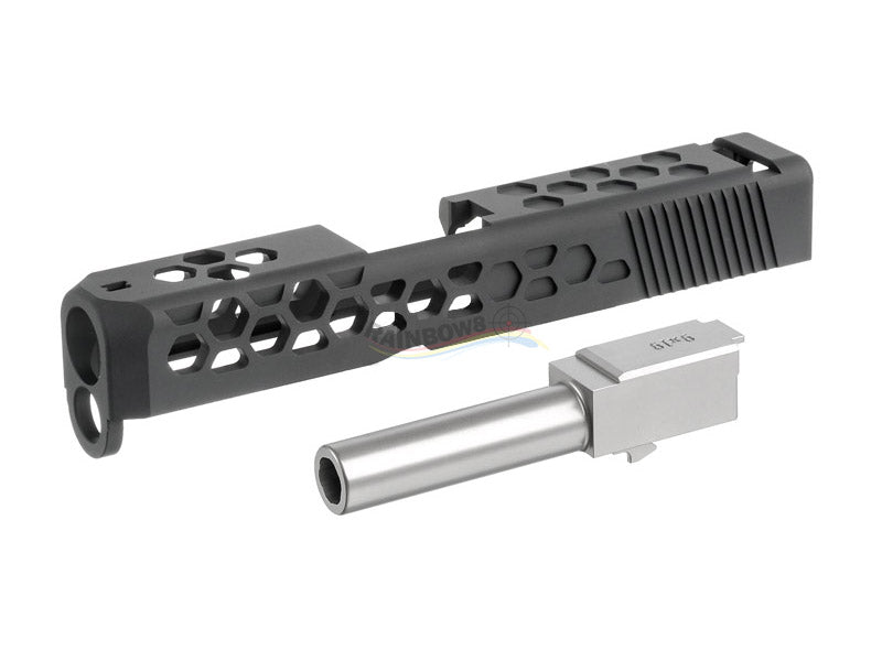 GunsModify Hex-Style Aluminum CNC Slide W/ Stainless Silver Barrel for Marui G26 GBB