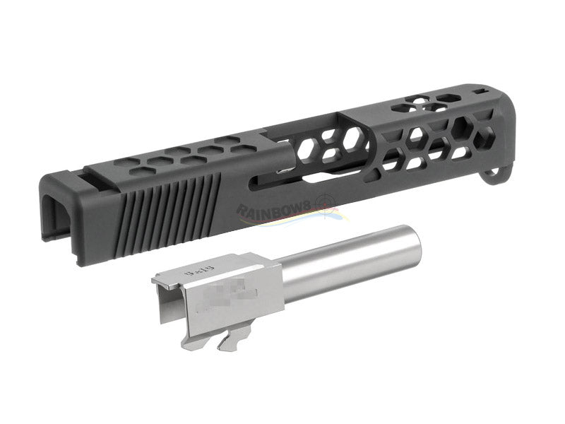 GunsModify Hex-Style Aluminum CNC Slide W/ Stainless Silver Barrel for Marui G26 GBB