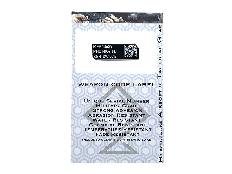 Blackjack Tactical Weapon Code Label For HK416D Model