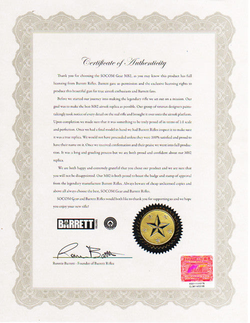 Socom Gear BARRETT M82A1 Complete AEG Machine Rifle