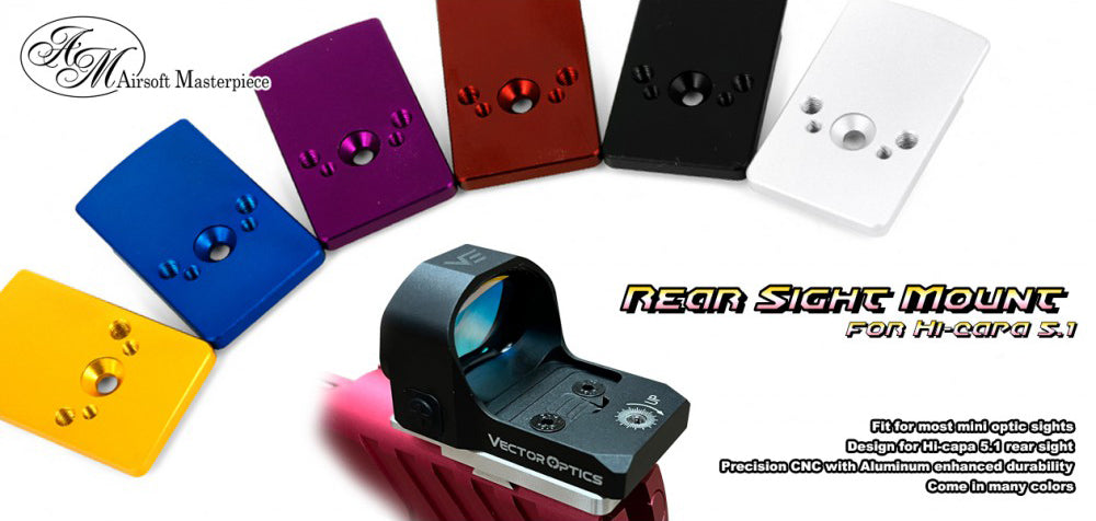 Airsoft Masterpiece Rear Sight Mount for Hi-CAPA 5.1 (Black)