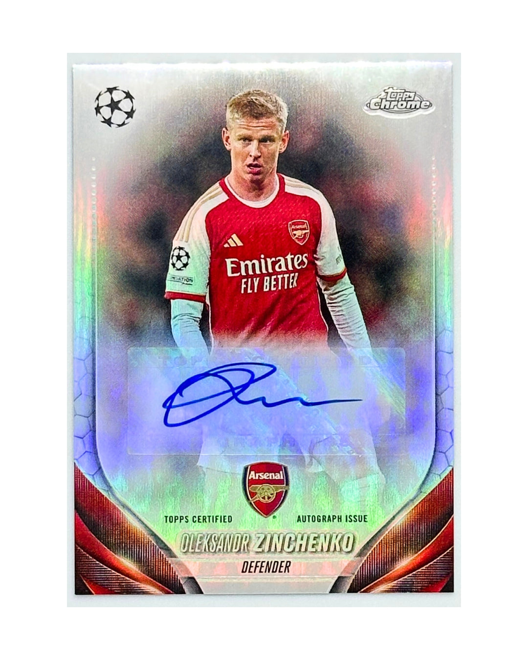 Oleksandr Zinchenko 2023-24 Arsenal Topps Chrome Auto