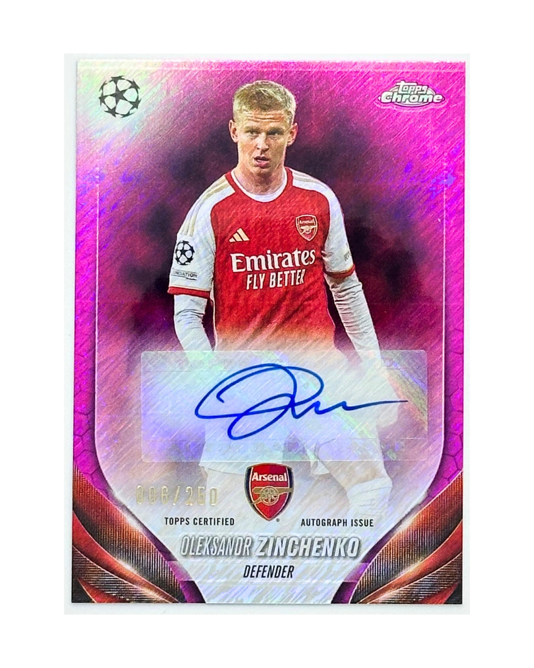 Oleksandr Zinchenko 2023-24 Arsenal Topps Chrome Auto /250
