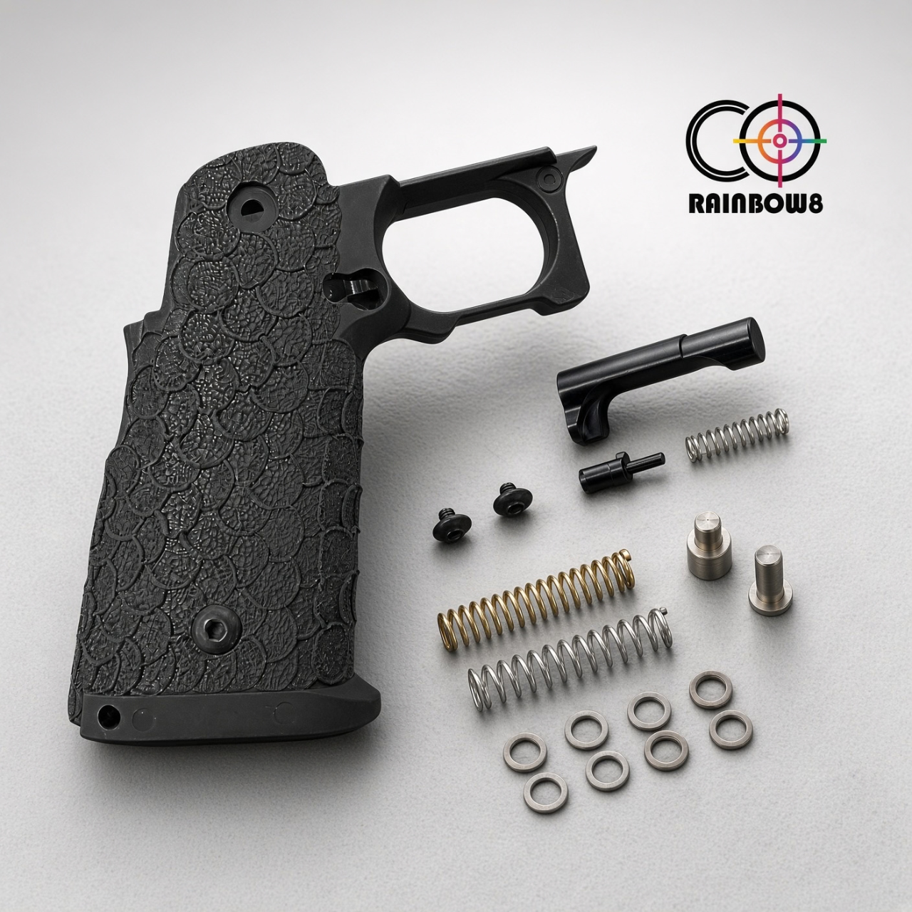 Rainbow 8 Custom Stipple Grip (Type A) for Marui Hi-capa Series (Black)