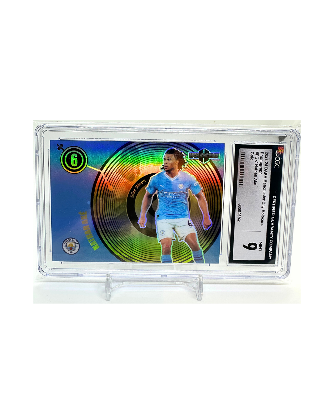 Nathan Ake 23-24 DAKA Manchester City Holocene Phonograph Limited /5 CGC 9