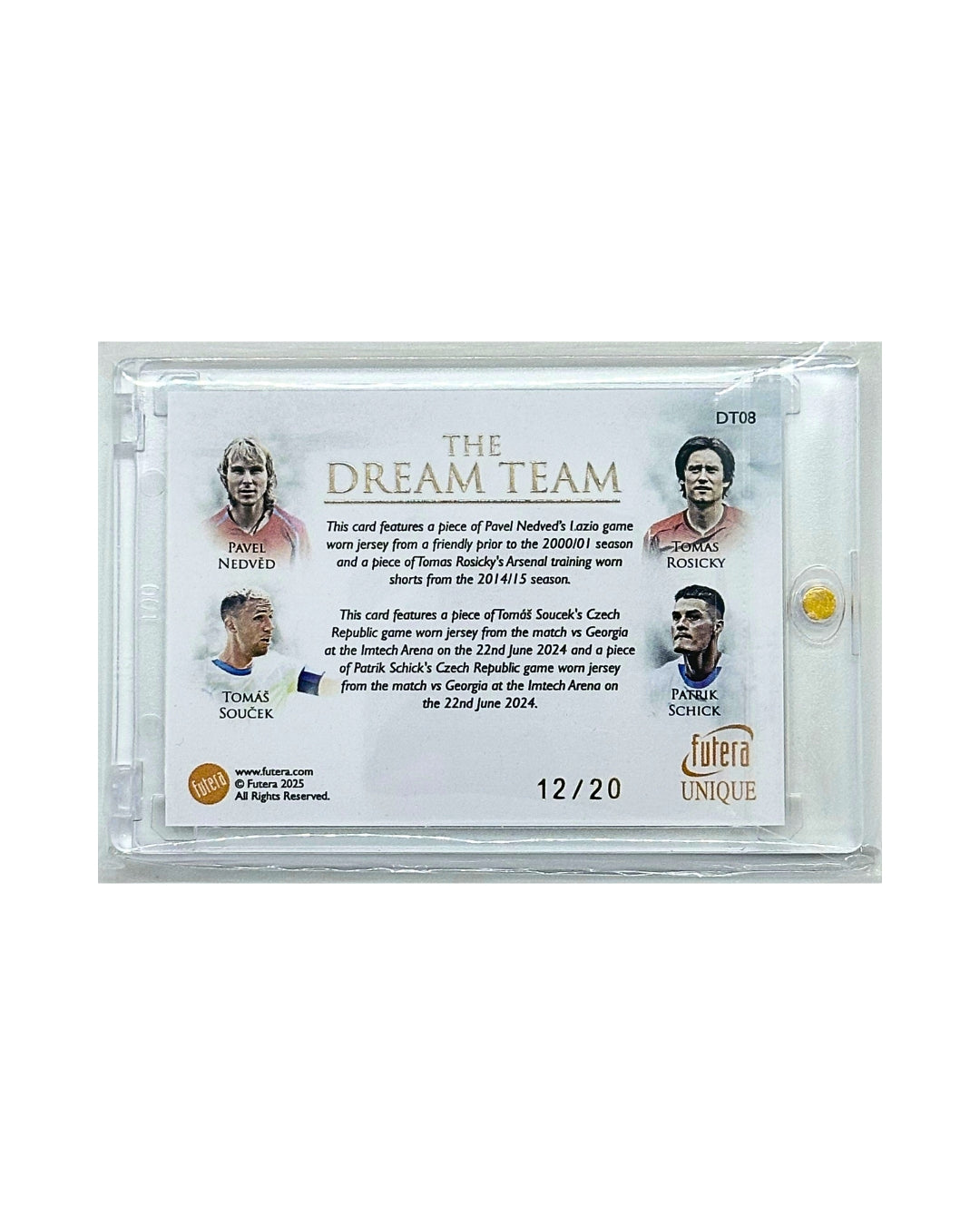 Nedved / Soucek / Rosicky / Schick 2025 Futera Unique Game Worn The Dream Team Jersey Patch /20