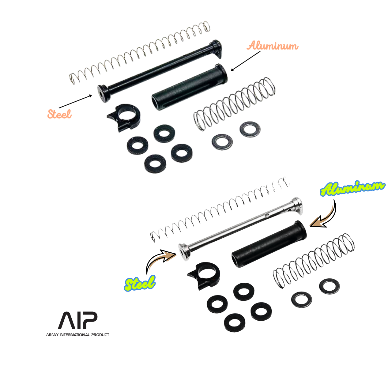 AIP 120% Steel Recoil Spring Rod Set for G17 Gen4 (Silver / Black)