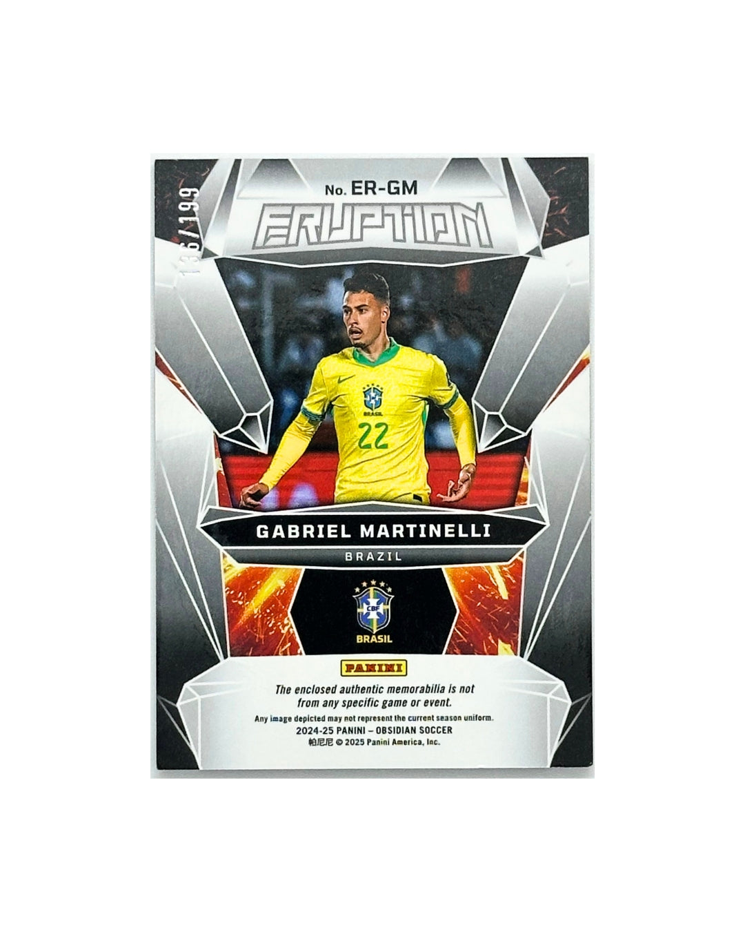 Gabriel Martinelli 2024-25 Brazil Panini Obsidian Auto /199