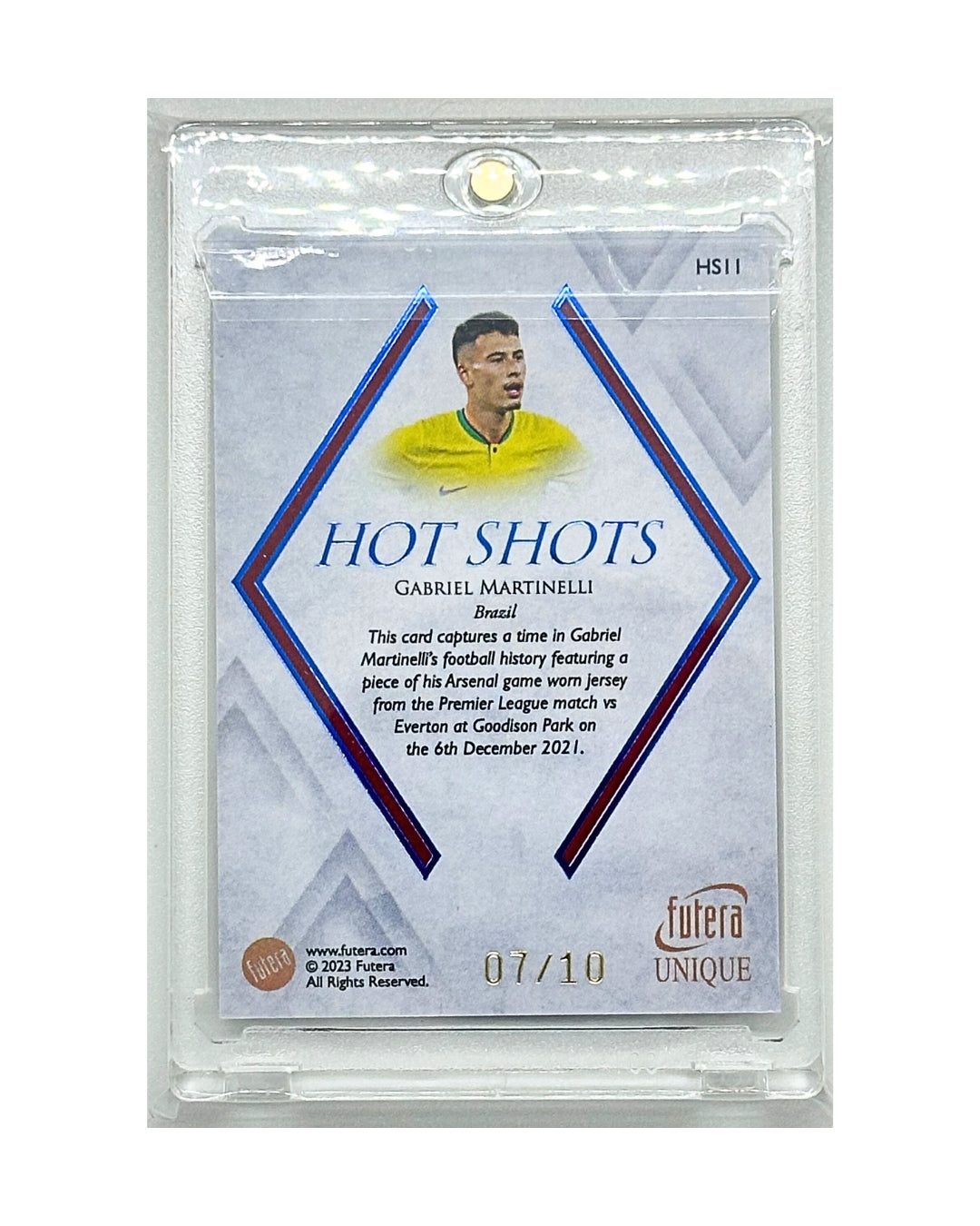 Gabriel Martinelli 2023 Arsenal Futera Unique GU Worn Hot Shots Patch /10