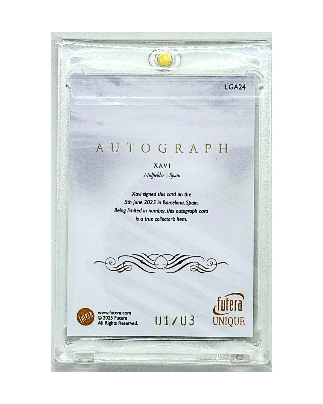 Xavi 2025 Futera FC Barcelona LGA24 Legacy On Card Auto /3