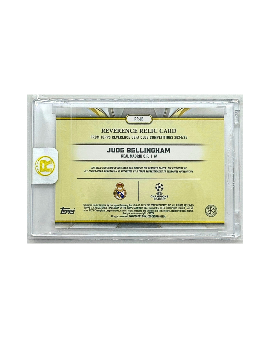 Jude Bellingham 2025 Real Madrid Topps UEFA Reverence Relic Orange /25