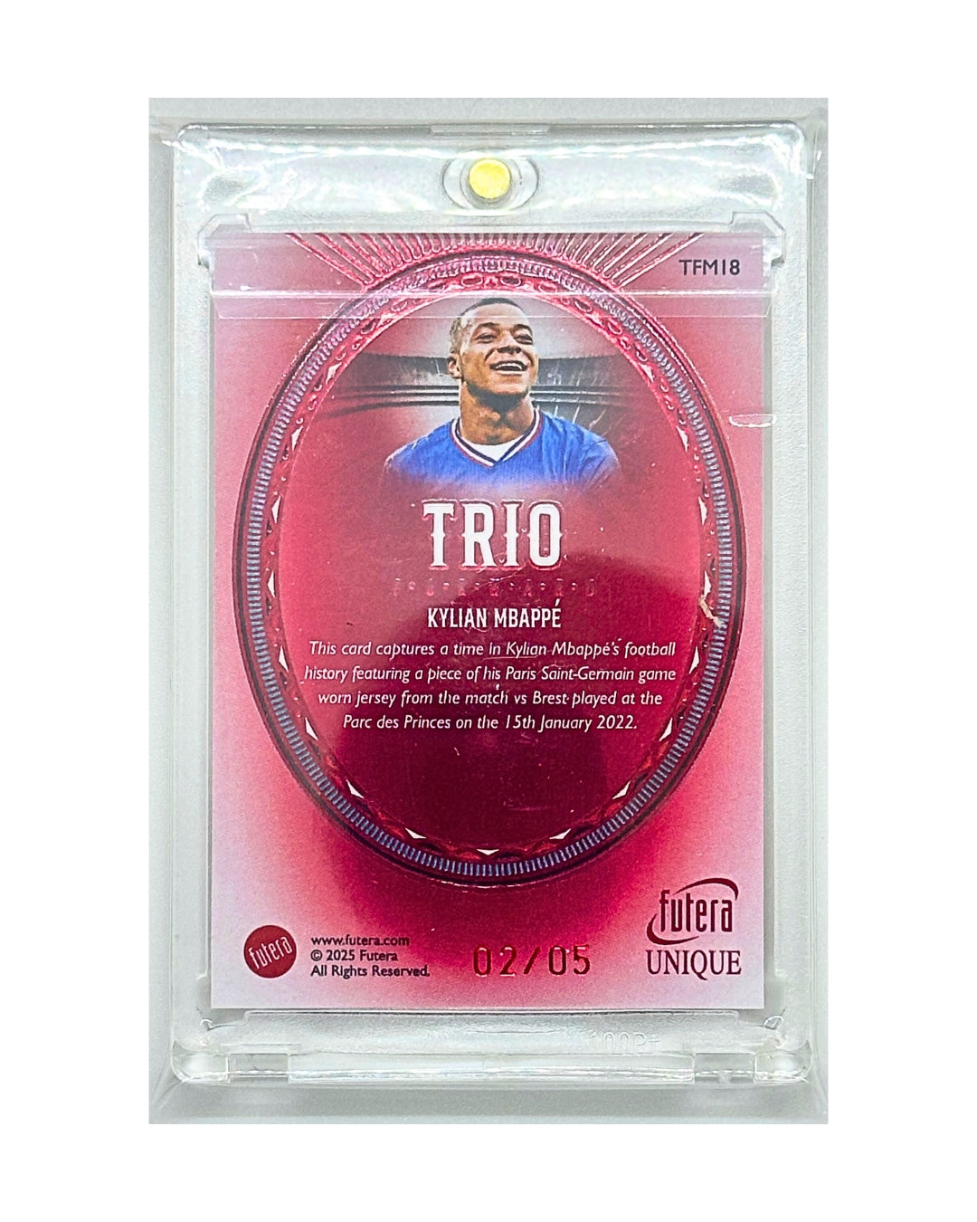Kylian Mbappe 2025 Futera Unique Trio Patch Red /5