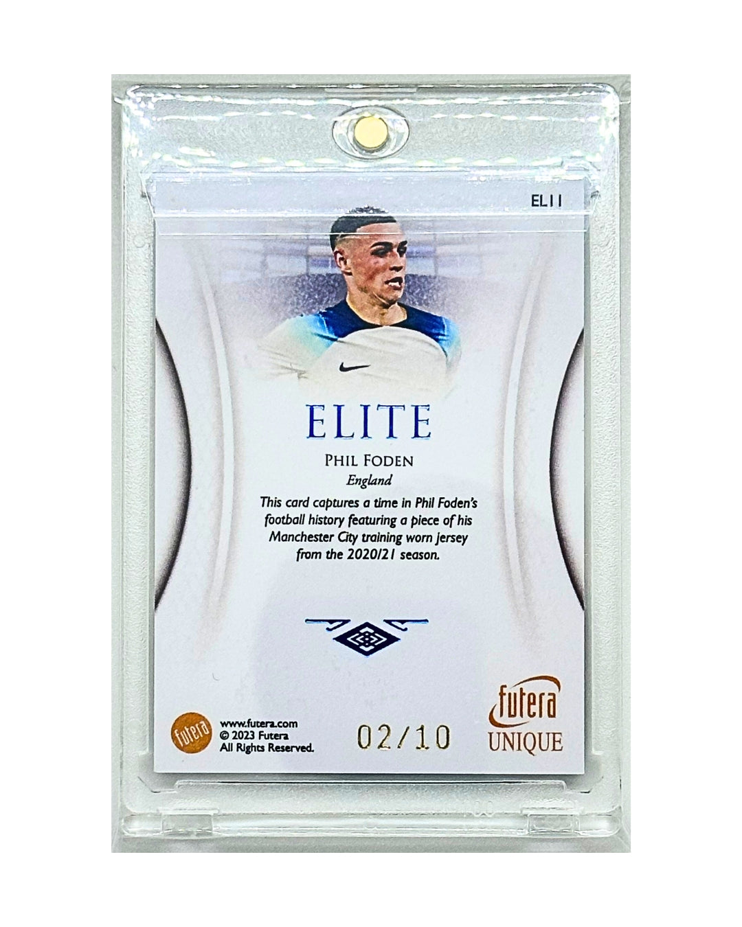 Phil Foden 2023 Futera Unique Elite Jersey Blue /10