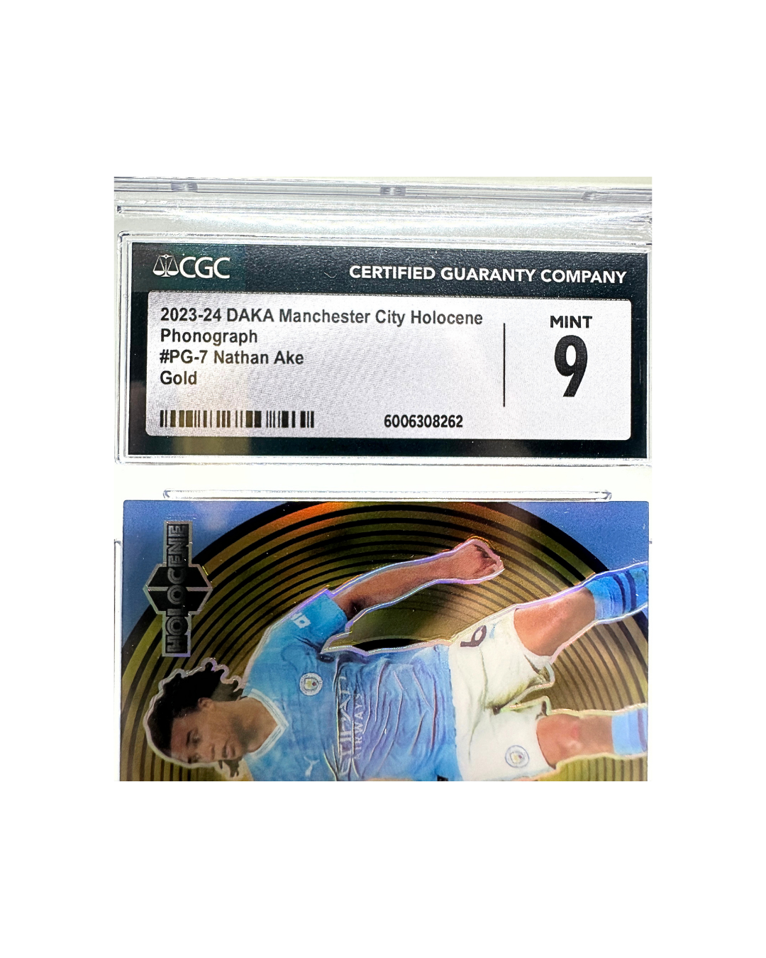 Nathan Ake 23-24 DAKA Manchester City Holocene Phonograph Limited /5 CGC 9