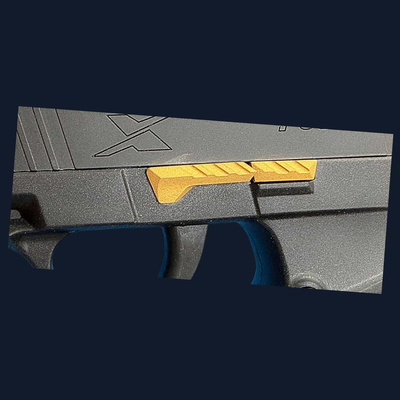 Pro Arms Tyrant Style Steel Slide Release for EMG SI P365 SMP GBB (Black / Gold - Cerakote Version)