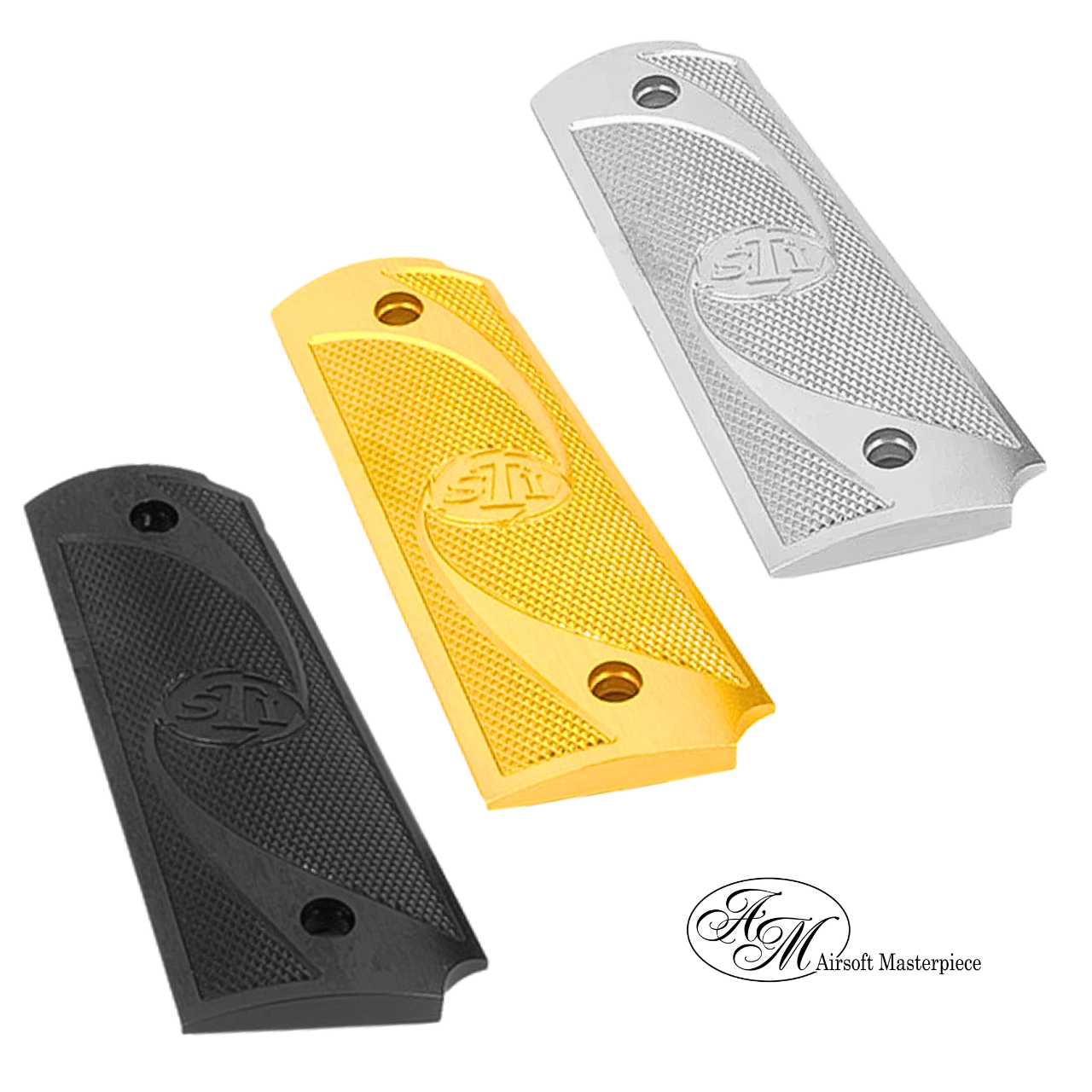 Airsoft Masterpiece 1911 Aluminum Grip Plates (STI) - Black