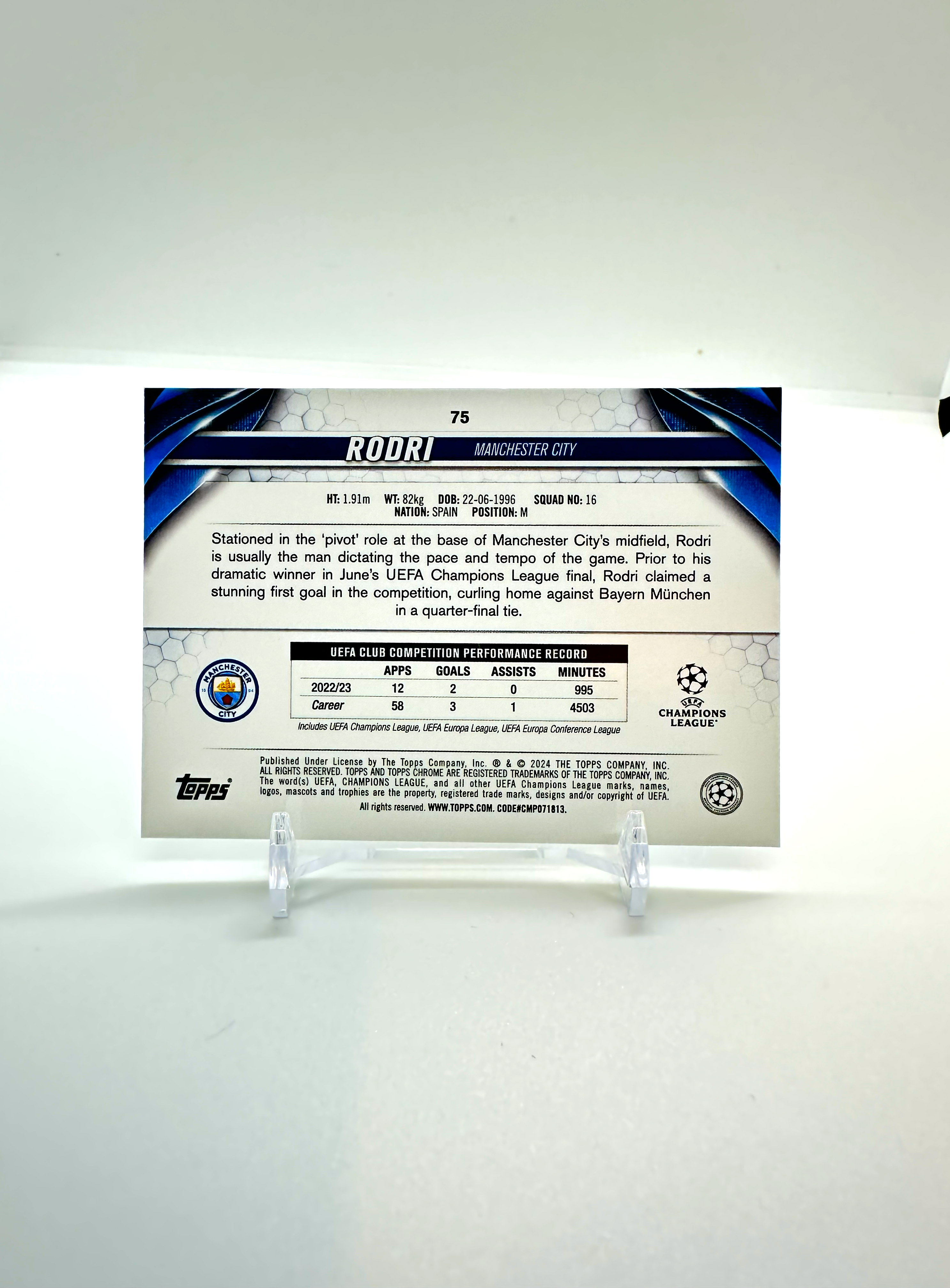 2024 Rodri Topps Chrome Manchester City #75