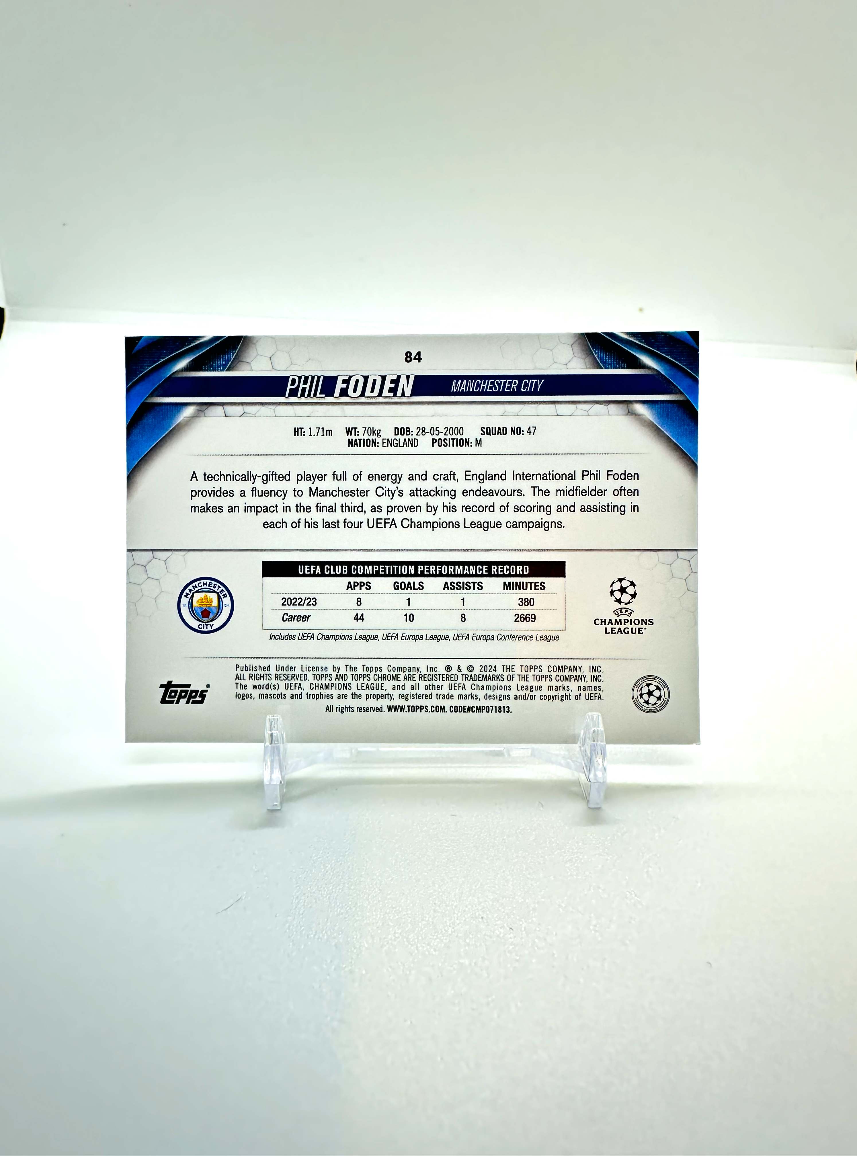2024 Phil Foden Topps Chrome Manchester City #84