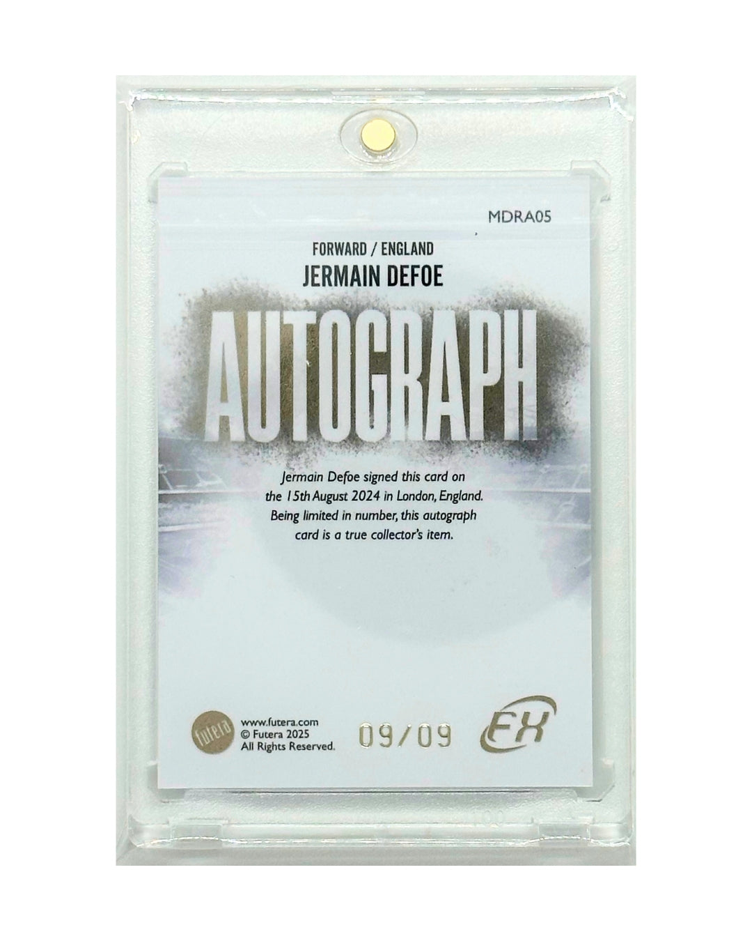 Jermain Defoe 2025 Futera FX World Football Series 2 On Card Auto Modern /9