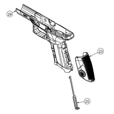 Frame & Grip Set (Part No. 23, 25, 29) For KWA APX GBB (Black)