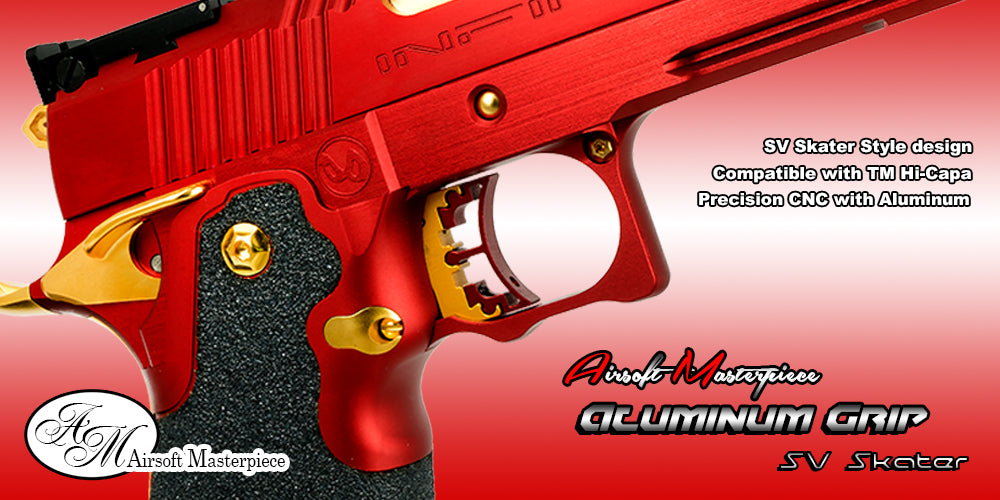 Airsoft Masterpiece Aluminum Grip for Hi-CAPA Type 6 - Infinity Grip Tape ver. (Gold)