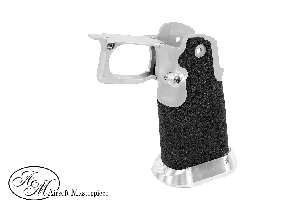 Airsoft Masterpiece Aluminum Grip for Hi-CAPA Type 6 - Infinity Grip Tape ver. (Silver)