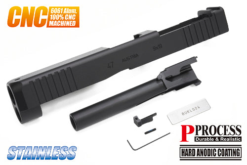 Guarder CNC Aluminum Slide/Steel Barrel Kit for MARUI G17 Gen5 MOS (G47 Gen5 MOS/Black)