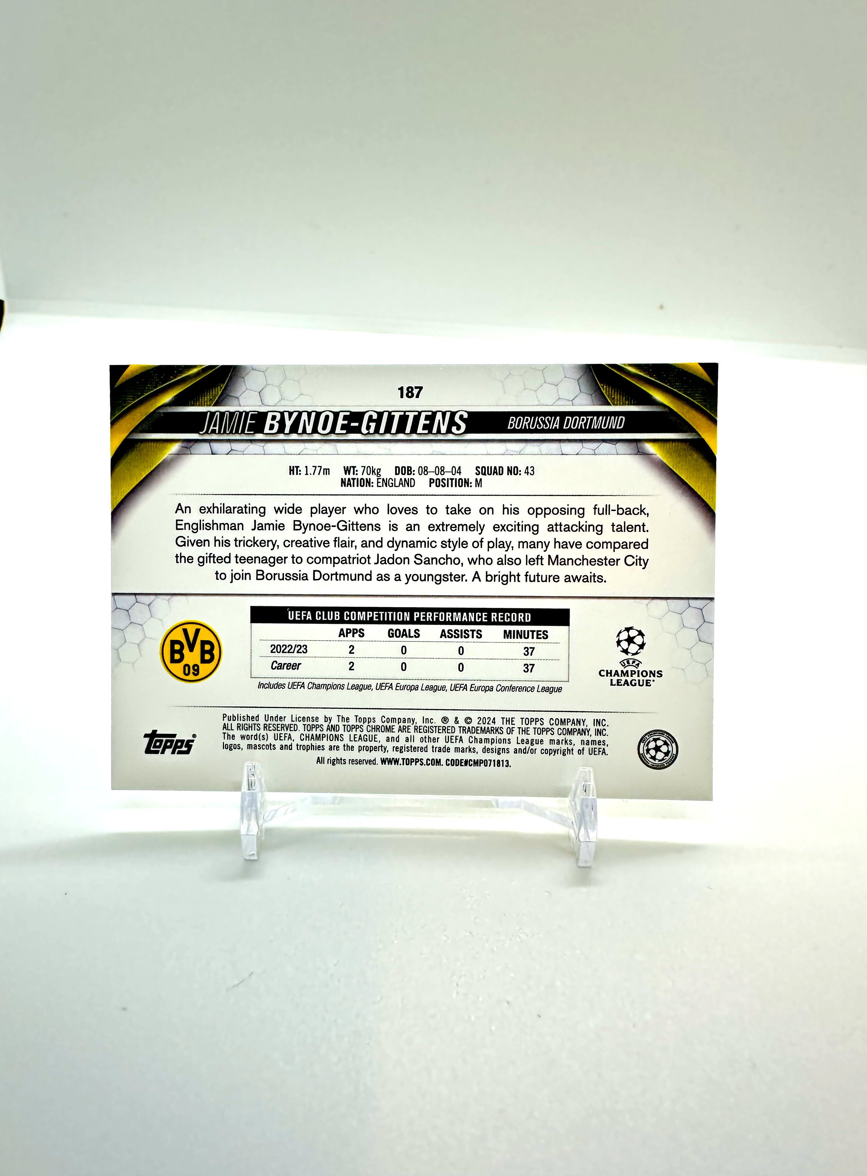 2024 Jamie Bynoe-Gittens Topps Chrome Future Stars Dortmund #187