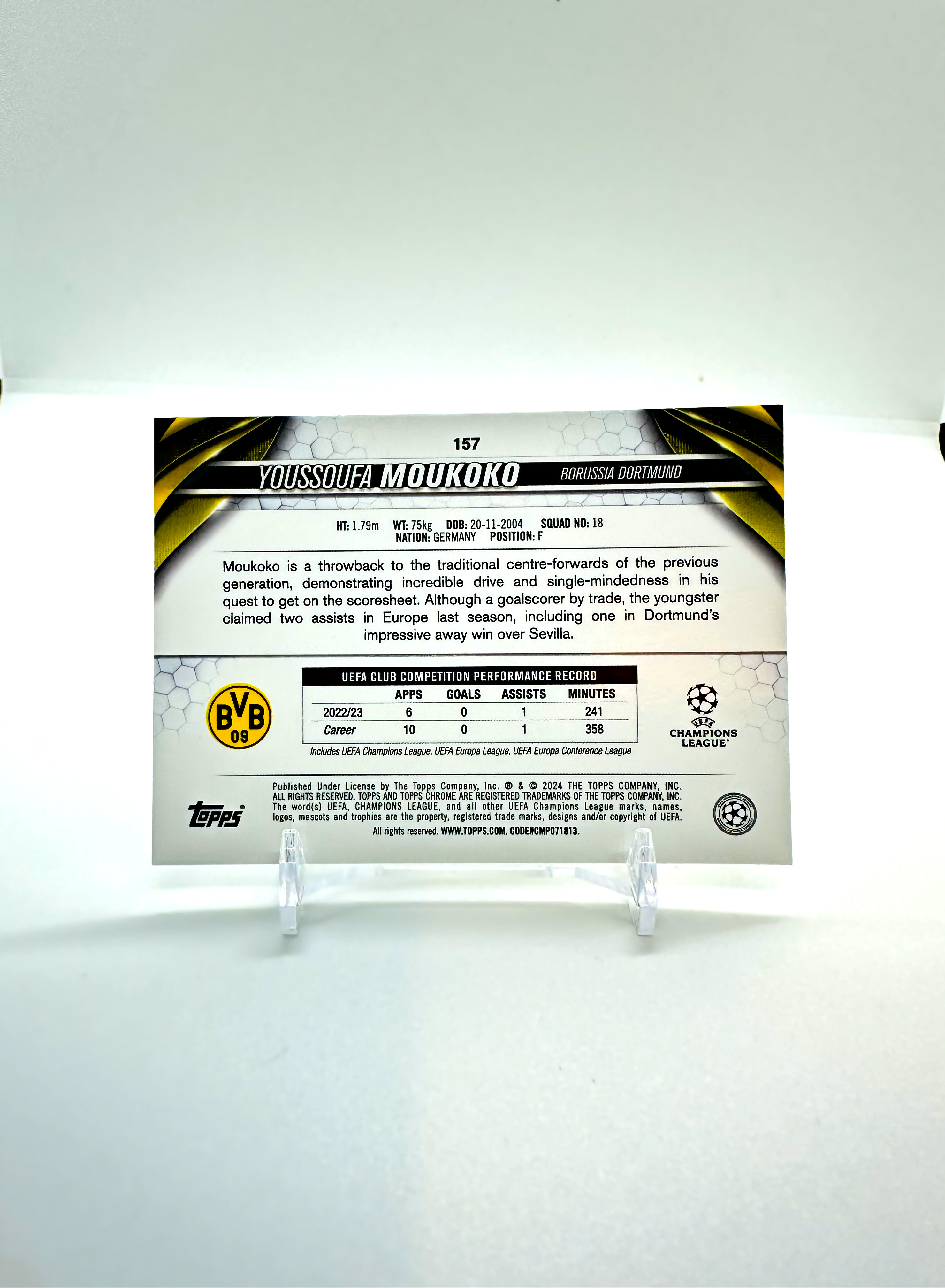 2024 Youssoufa Moukoko Topps Chrome Dortmund #157