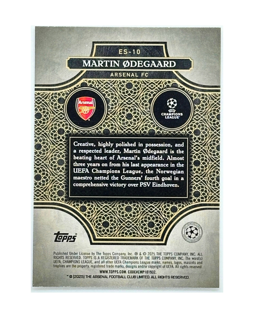 Martin Odegaard 2025 Arsenal FC Topps Merlin Collection ES-10