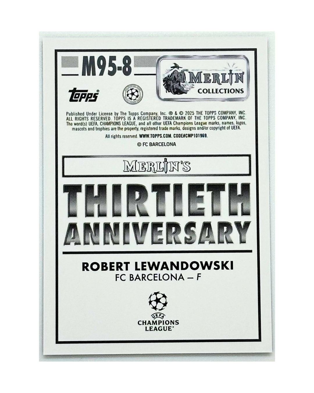 Robert Lewandowski 2025 Barcelona FC Topps Merlin Collection M95-8