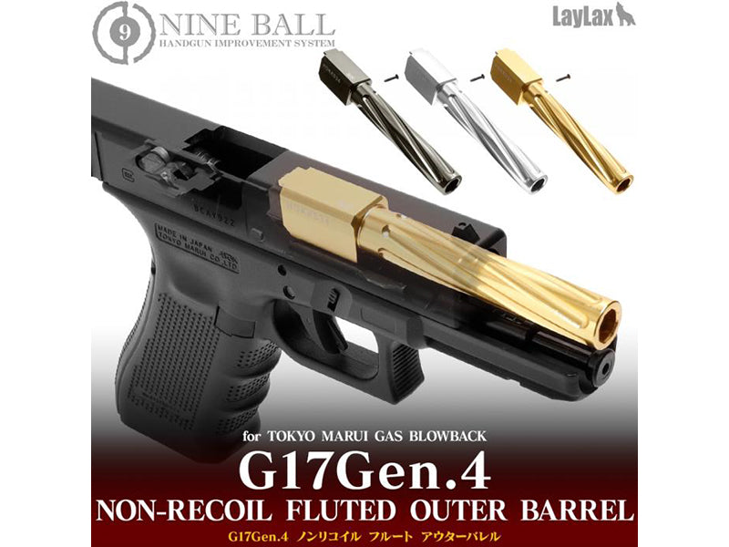 Nine Ball Non-Recoiling Fixed Twist Outer Barrel For Marui G17 Gen4. (See Colors)