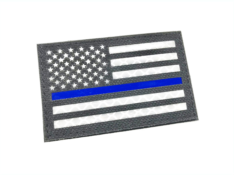 Reflective Patch USA Flag (Black/Blue) with Velcro