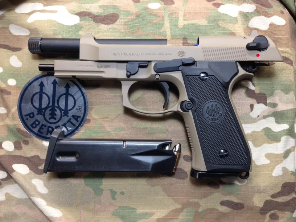 APLUS Custom KJ Works M9A1 Full Metal With Thread Barrel CO2 Pistol (Cerakote FDE)