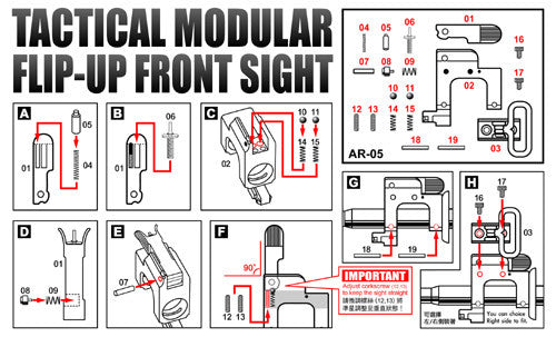Tokyo Marui Type - Tactical Modular Flip Up Front Sight