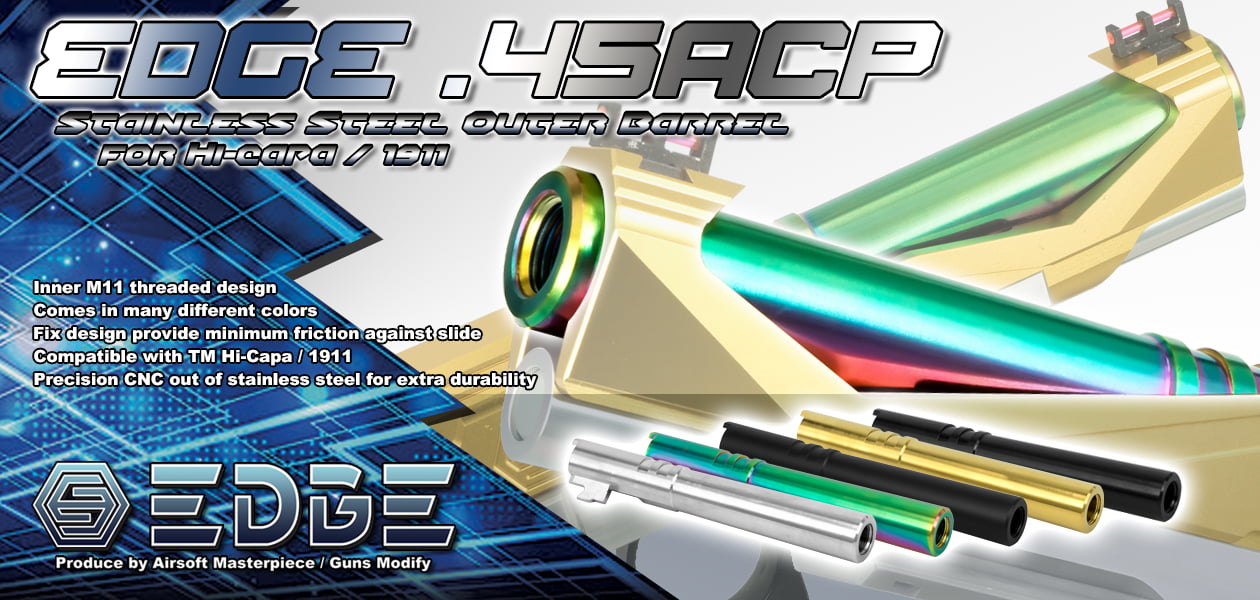 EDGE Custom “.45ACP” Stainless Steel Outer Barrel for Hi-CAPA 5.1 (Rainbow)