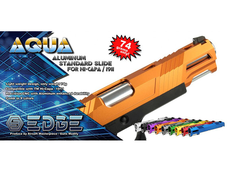EDGE Custom "AQUA" Aluminum Standard Slide for Hi-CAPA/1911 (Black)