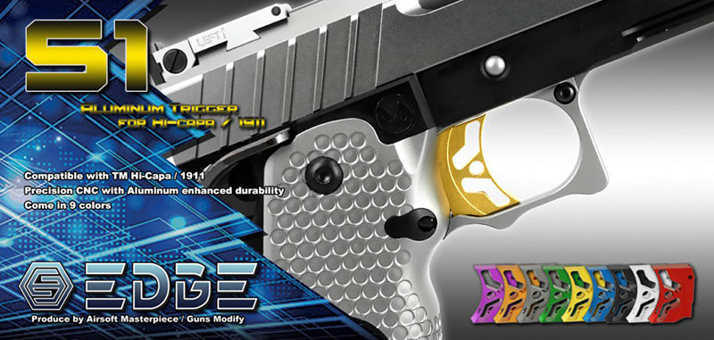 EDGE Custom "S1" Aluminum Trigger for Hi-CAPA/1911 (Black)