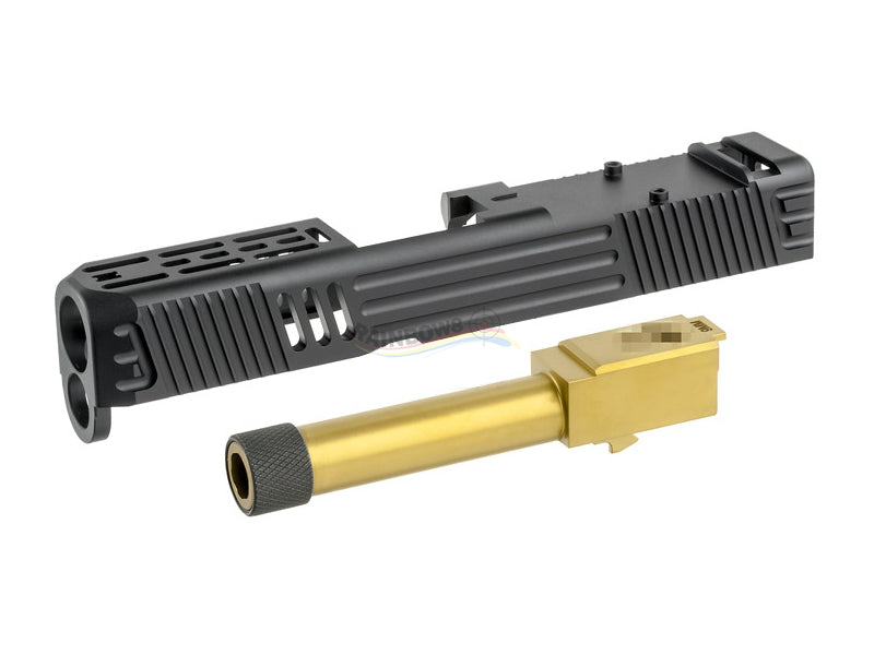 GunsModify LW-Style RMR Cut Aluminum CNC Slide W/ Stainless Golden Barrel for Marui G26 GBB