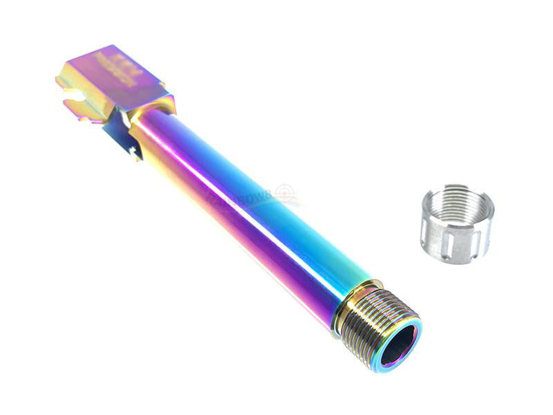 GunsModify KKM Stainless Steel Threaded Barrel Set For Marui G17 (Rainbow Nitride)
