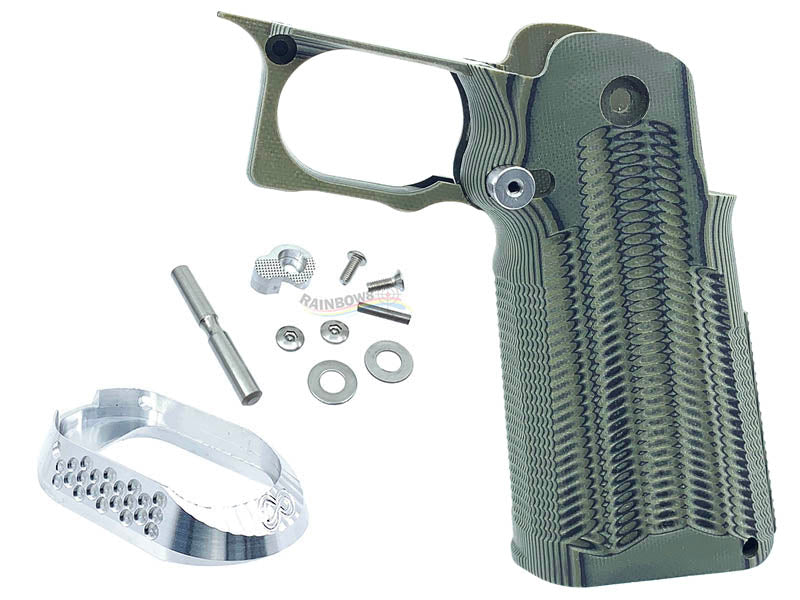 30% off - Nova CNC G10 TypeB Grip for Tokyo Marui Hi-Capa 5.1 GBB (AmryGreen, Black)