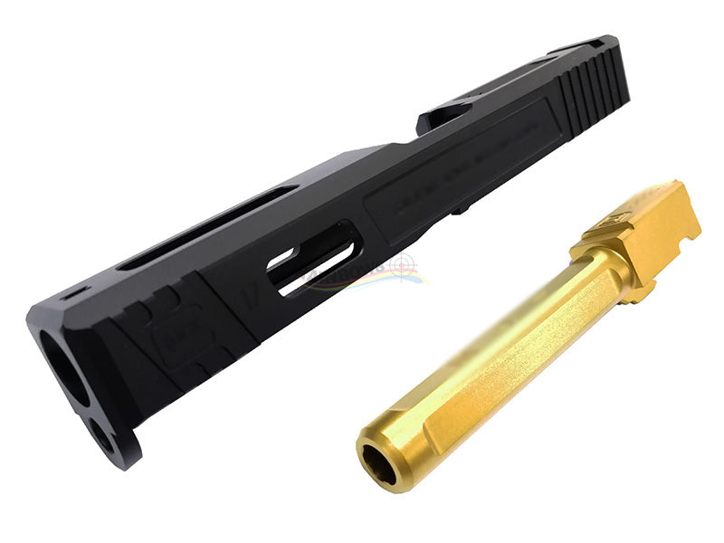 GunsModify SA Alu CNC Slide/Stainless 4 fluted Gold barrel Set for TM G17