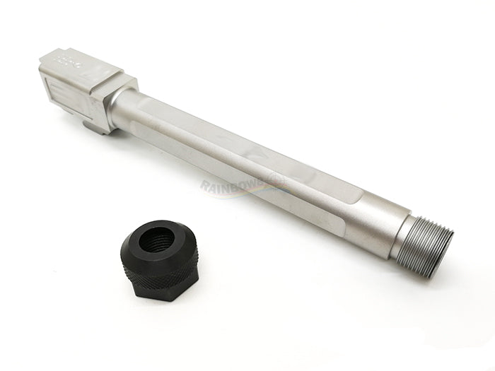 GunsModify SA Style KKM G34 Stainless Threaded Outer Barrel Set For TM G34 (Fluted, Silver)