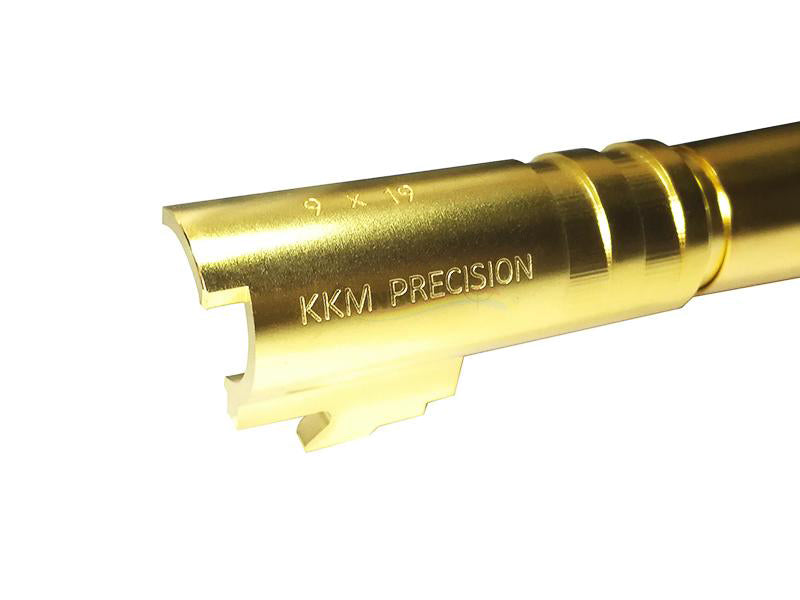 Airsoft Masterpiece 9x19 KKM Precision Fix Outer Barrel for Compensator For Hi-CAPA 4.3 (Gold)