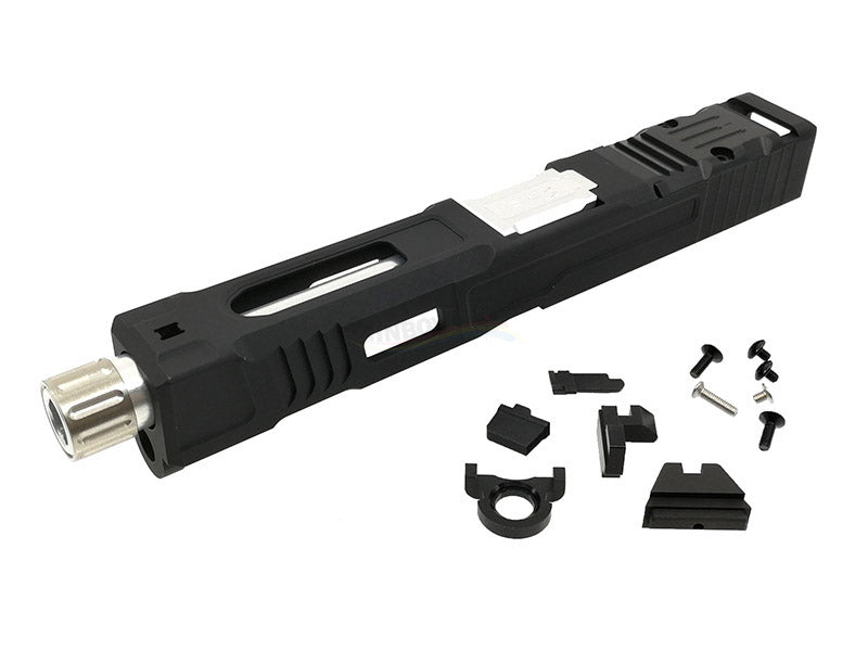 Ready Fighter FI Style MK2 Slide with (Black / Silver) Barrel Set For Marui G18C/17 GBB