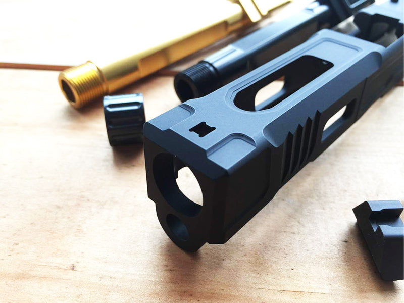Ready Fighter FI Style MK2 Slide with (Black / Gold) Barrel Set For Marui G18C/17 GBB