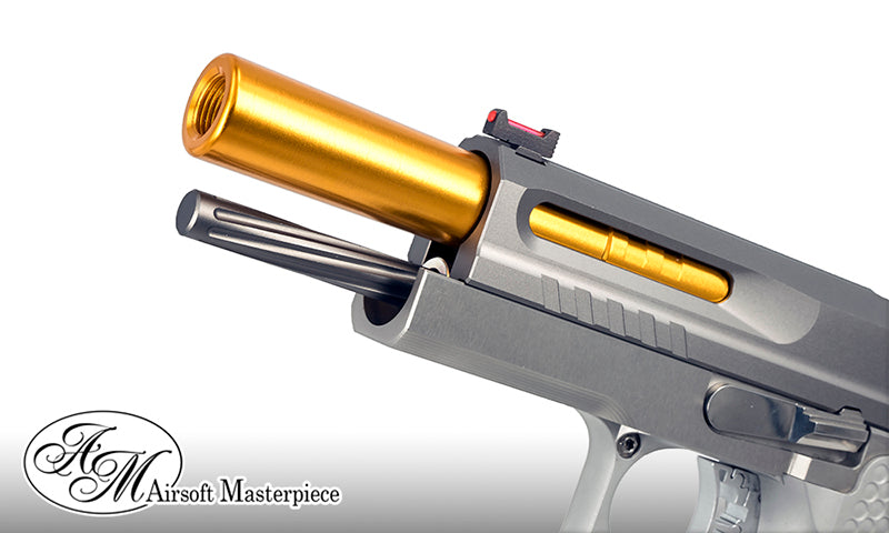 Airsoft Masterpiece .45 Threaded Aluminum Outer Barrel for Hi-CAPA 5.1 (Chrome Ver., Silver)