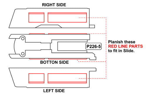 Guarder Aluminum Slide & Frame For MARUI P226 Rail (Silver/No Marking) - 2022 New Version